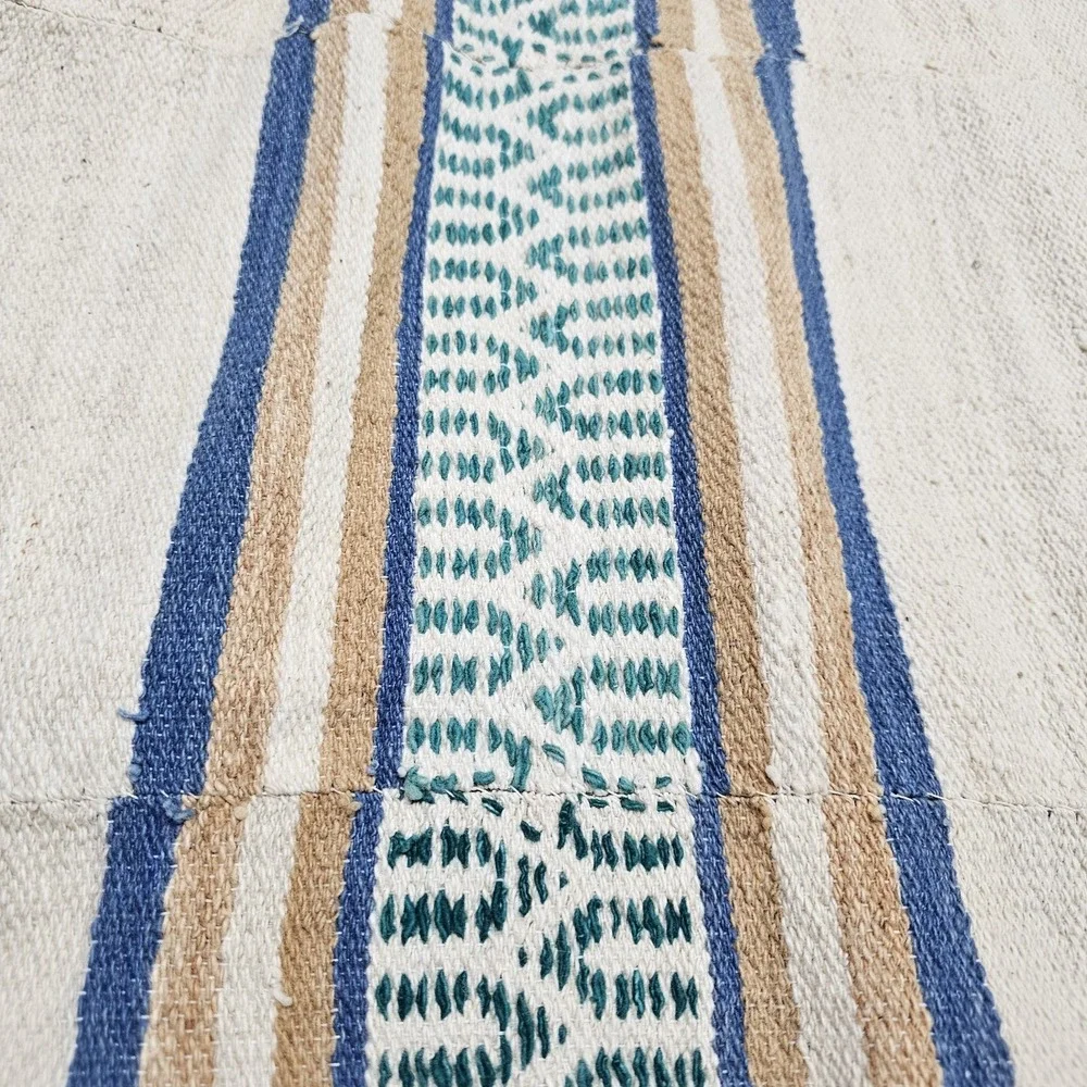 Vtg Handmade Rug 48x63 Blanket Homespun Tribal Native Woven Fringe Wall Hanging